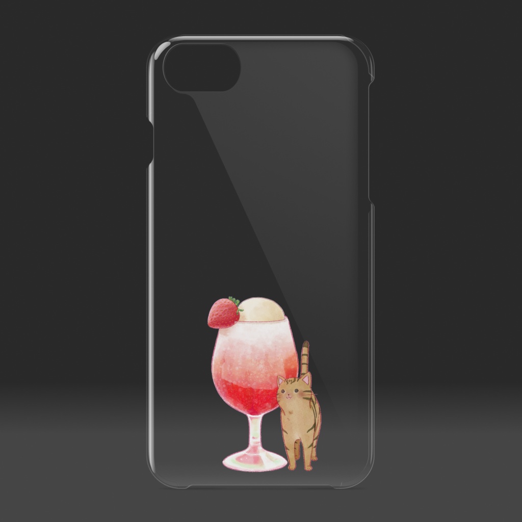 猫といちごクリームソーダ クリアiPhoneケース