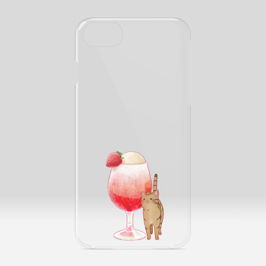 猫といちごクリームソーダ　クリアiPhoneケース