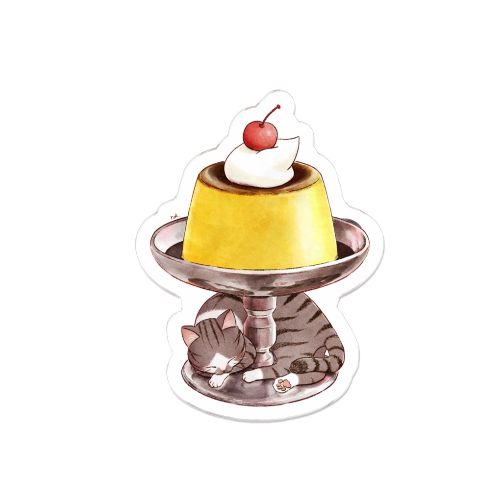 猫とプリン アクリルバッジ