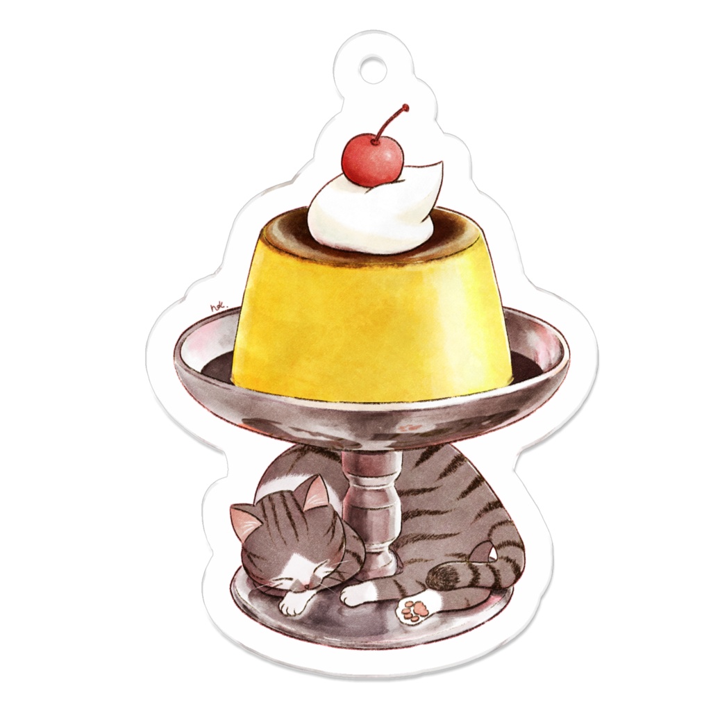 猫とプリン　アクリルキーホルダー