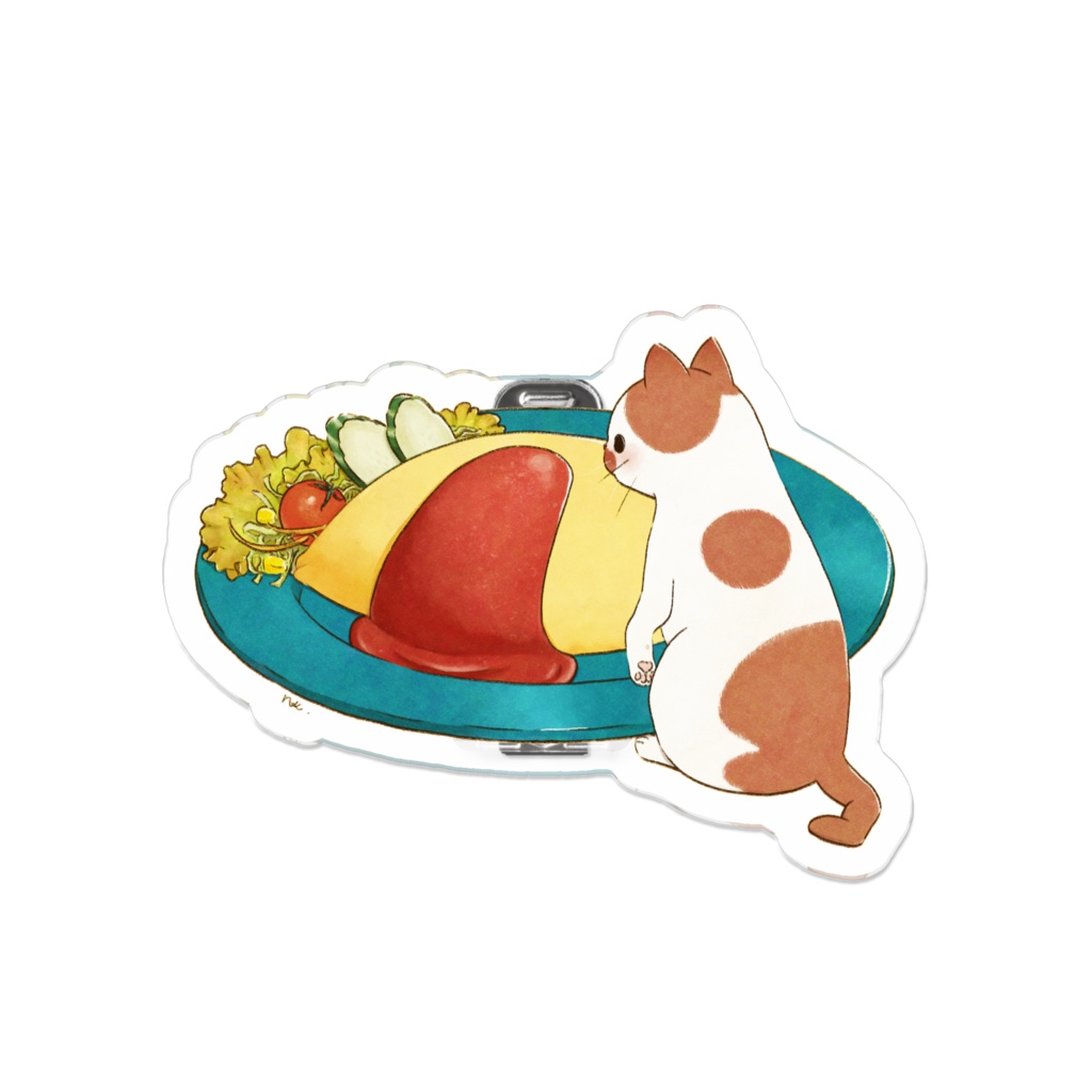 猫とオムライス アクリルバッジ