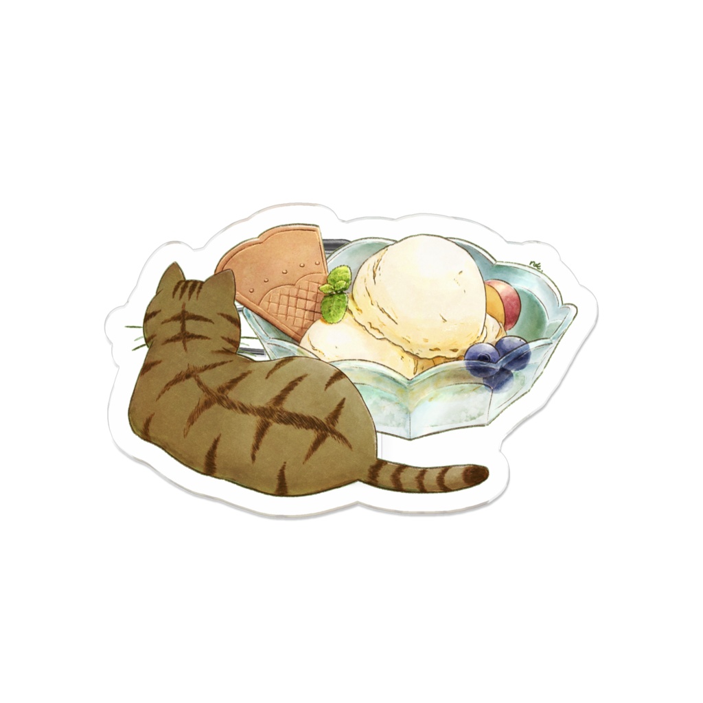 猫とアイスクリーム アクリルバッジ
