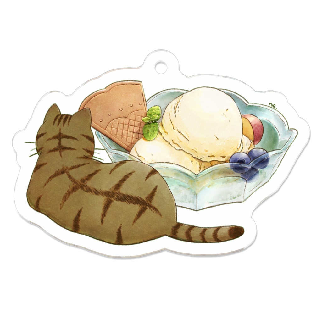 猫とアイスクリーム アクリルキーホルダー