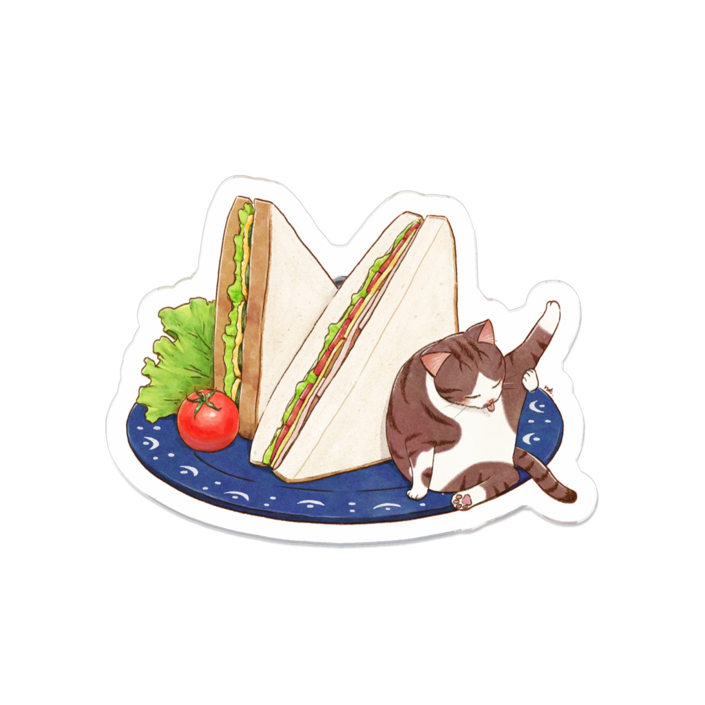 猫とサンドウィッチ アクリルバッジ