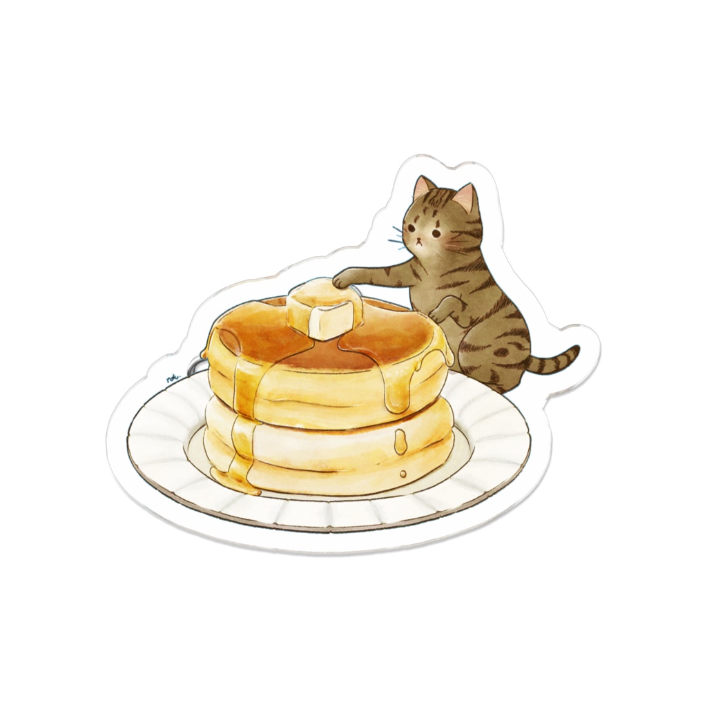 猫とパンケーキ　アクリルバッジ