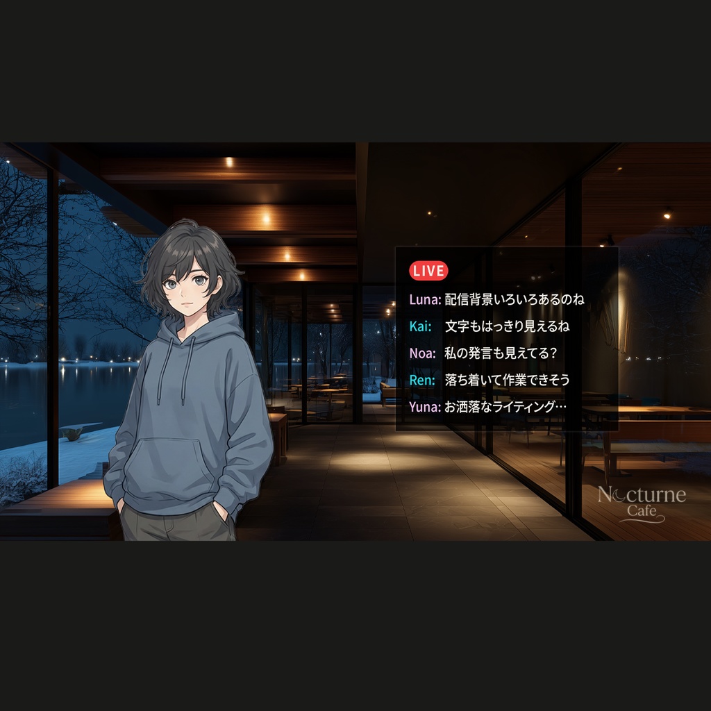 Nocturne Café Backgrounds Vol.1 配信対応・夜カフェ背景素材(24枚)