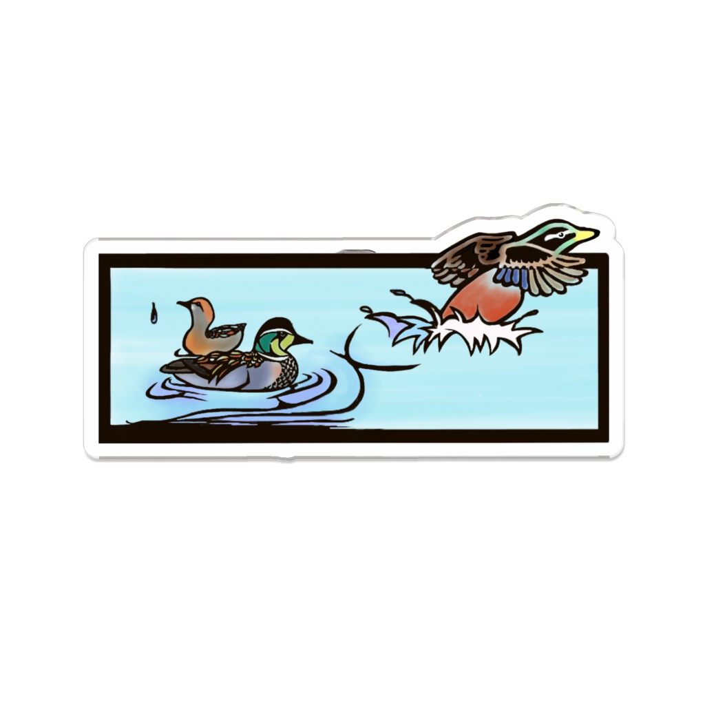 カモのアクリルバッジ