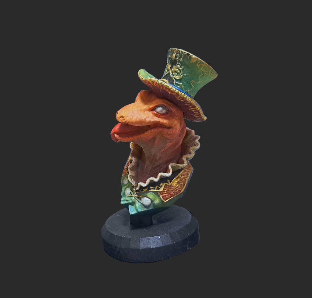 トカゲ紳士(塗装済・オレンジトカゲ緑服)