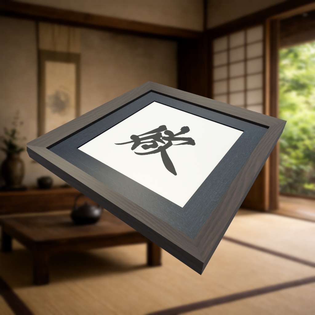 書道アート「欲」(シンプルデザイン) 3Dアセット