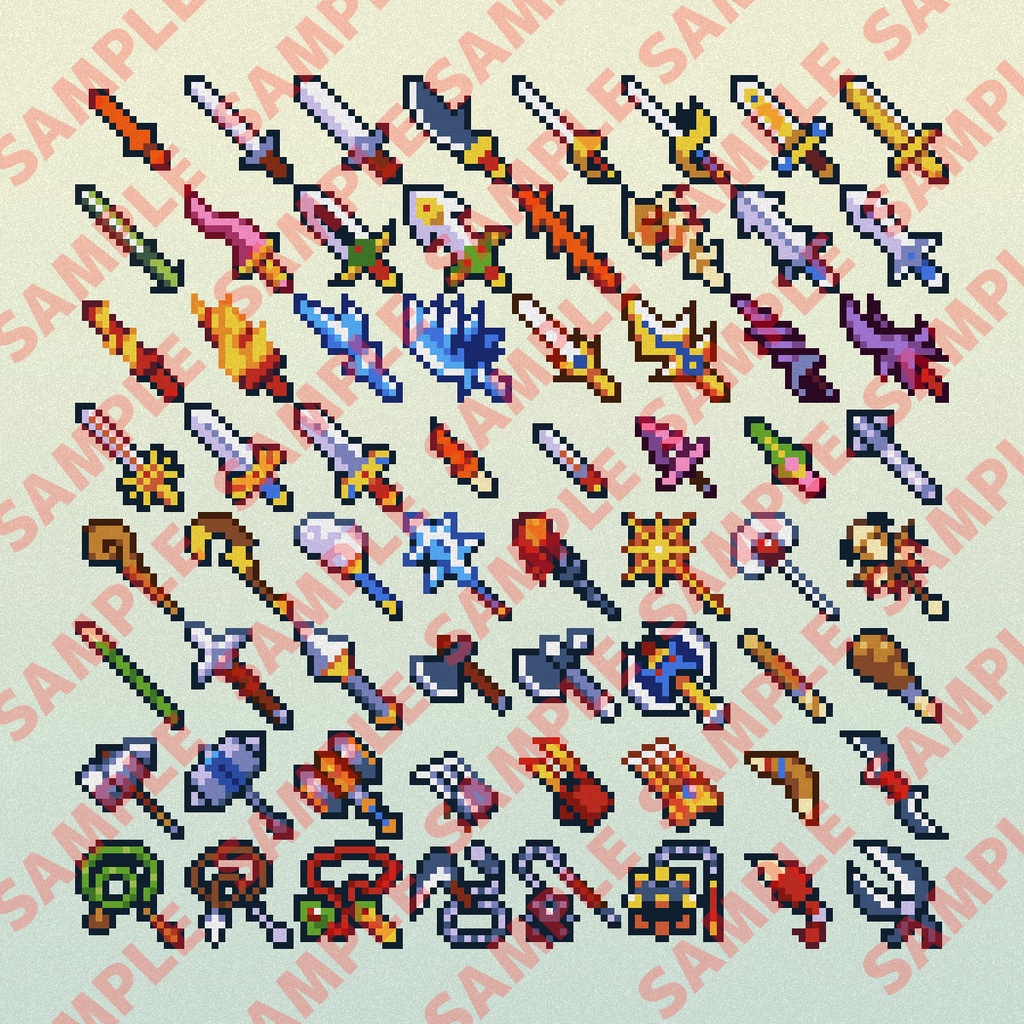 ドット絵アイコンセット 武器 32 32 16x16 ぴくせるふらっぐ商店 Booth