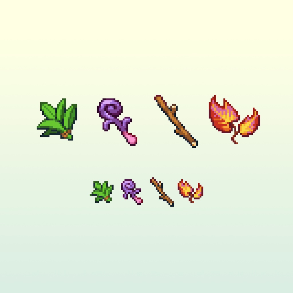 ドット絵アイコンセット「植物Ⅰ」(32×32 + 16x16) 64種(アレンジ版含む)