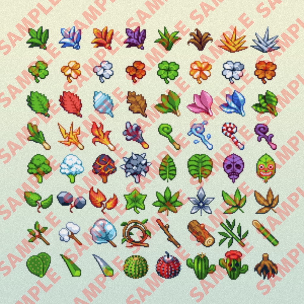 ドット絵アイコンセット 植物 32 32 64種 アレンジ版含む