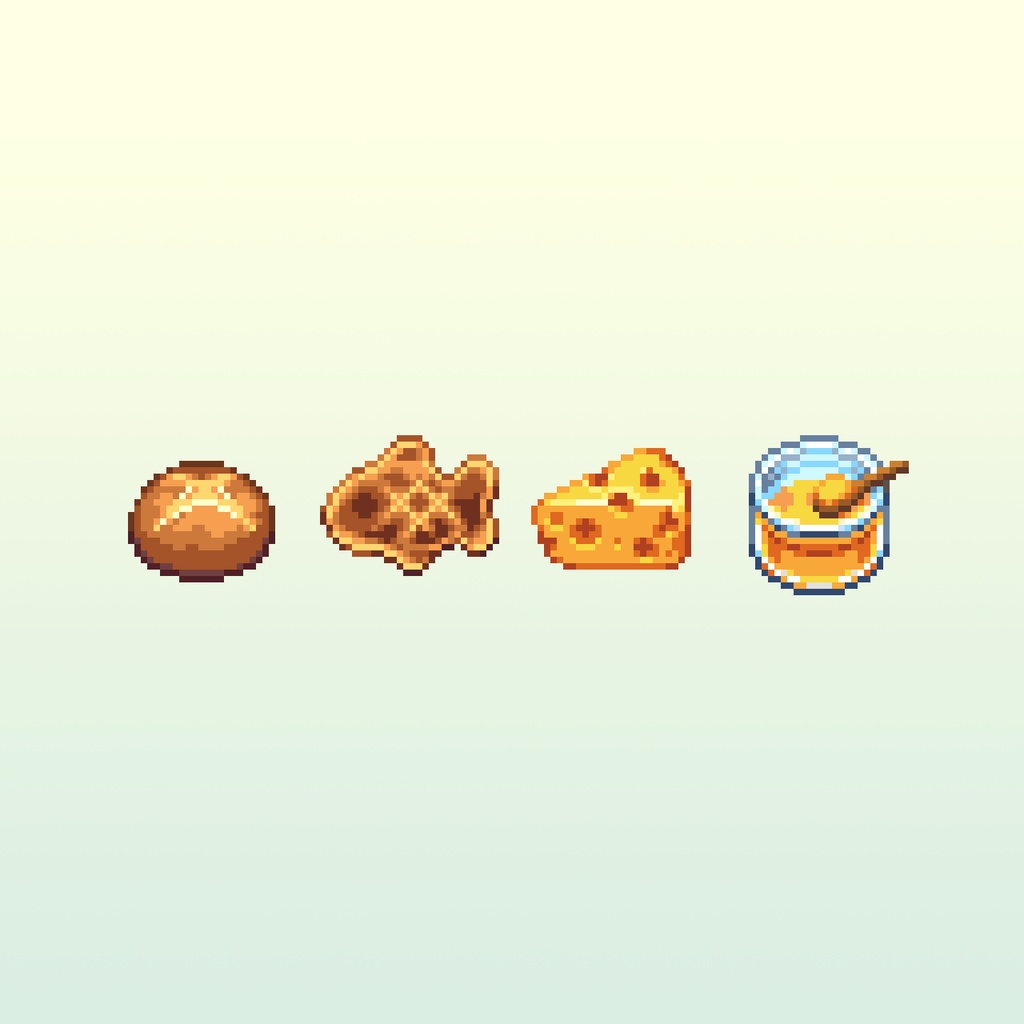 ドット絵アイコンセット パンと乳製品 32 32 32アイテム ぴくせるふらっぐ商店 Booth