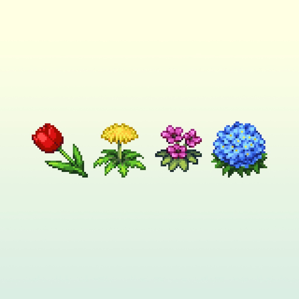 ドット絵アイコンセット「花」(32×32) 48アイテム