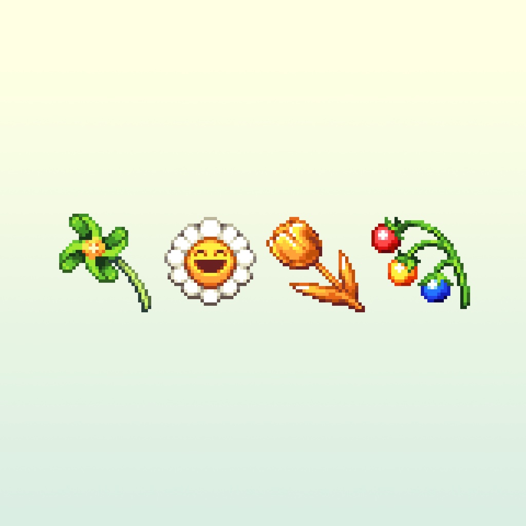 ドット絵アイコンセット「空想の花」(32×32) 32アイテム