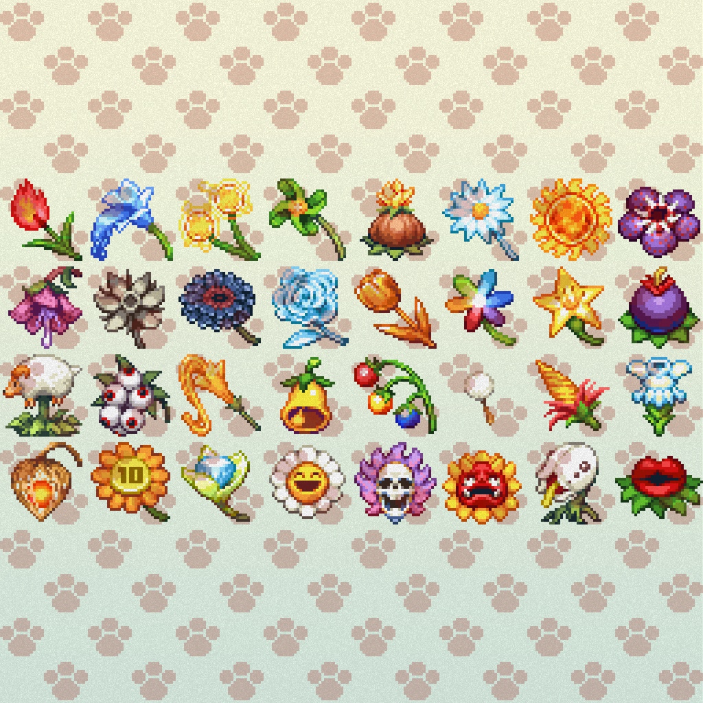 ドット絵アイコンセット「空想の花」(32×32) 32アイテム