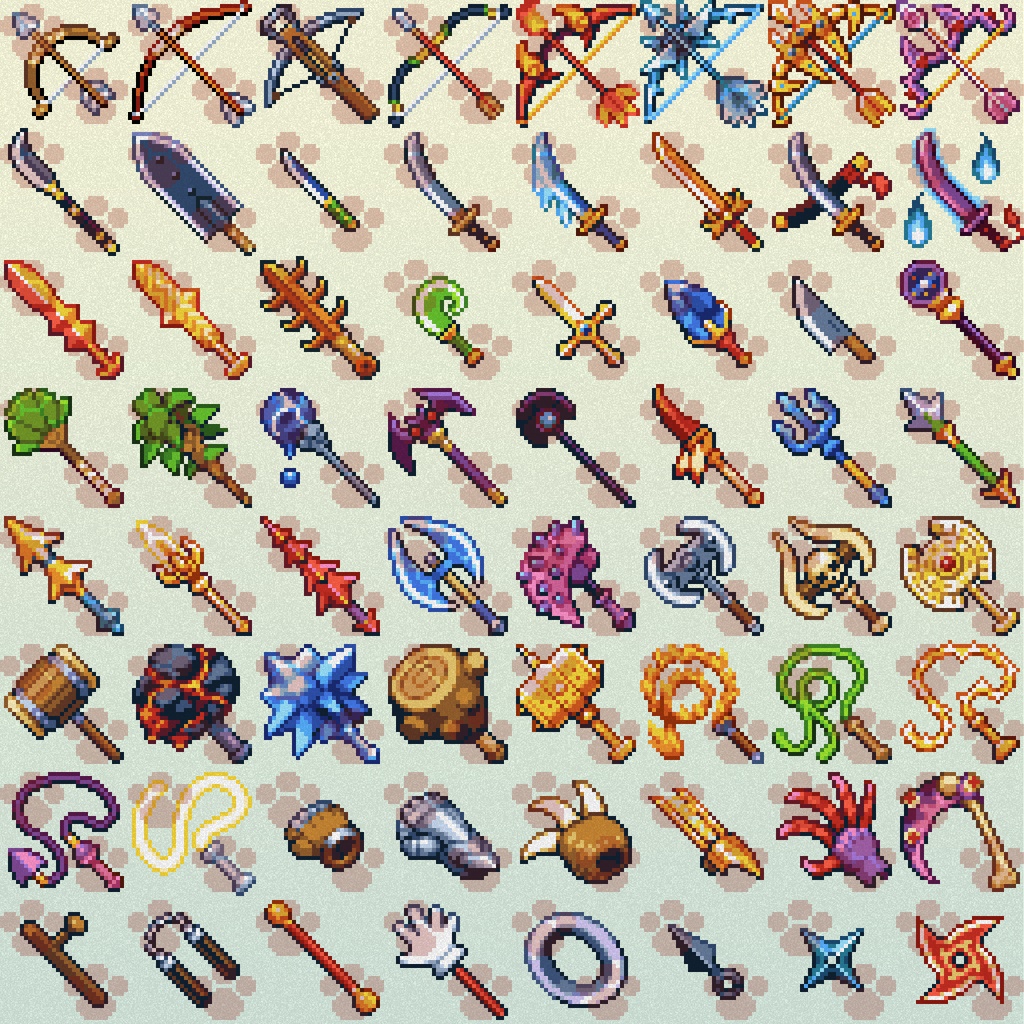 ドット絵アイコン 武器・防具いっぱいパック