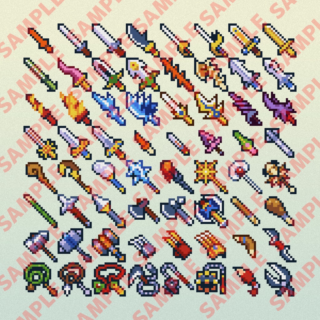 ドット絵アイコン 武器・防具いっぱいパック