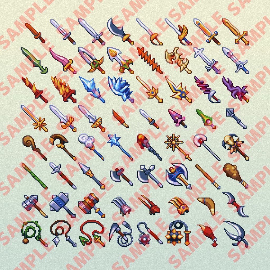 ドット絵アイコン 武器・防具いっぱいパック