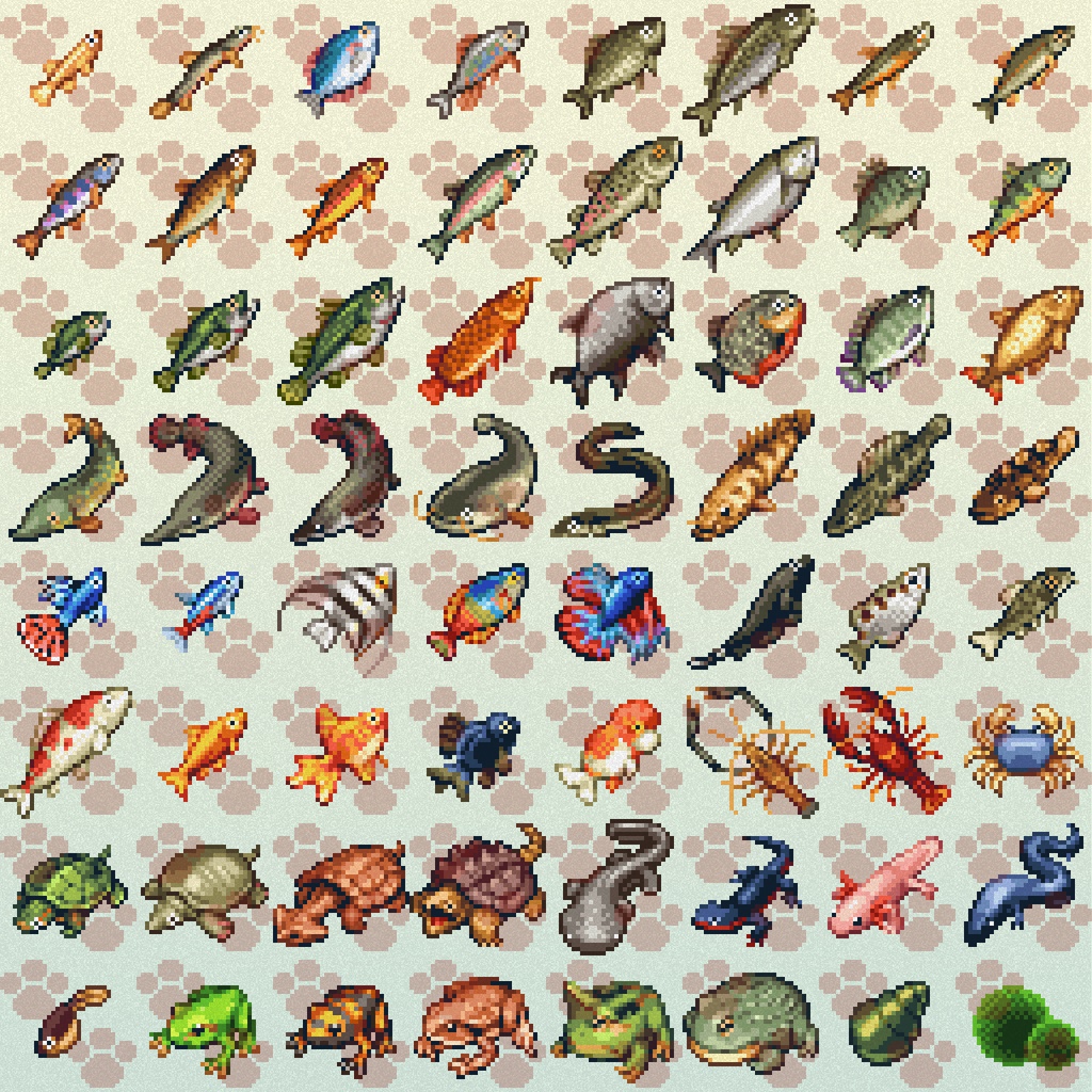 ドット絵アイコン お魚の仲間いっぱいパック