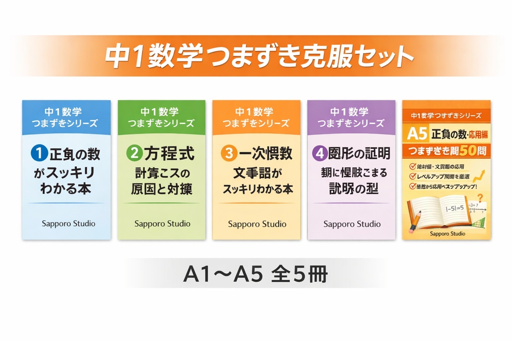 中1数学つまずき克服シリーズ A1〜A5セット【基礎から応用まで完全版】