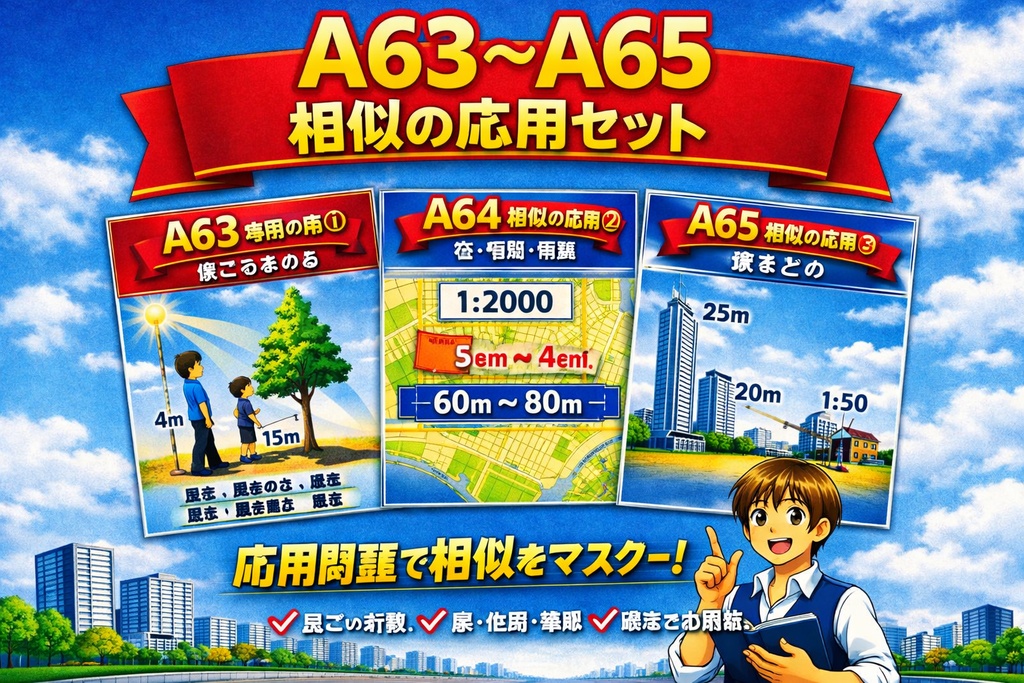 中3数学 相似の応用完全攻略セット(A63〜A65)