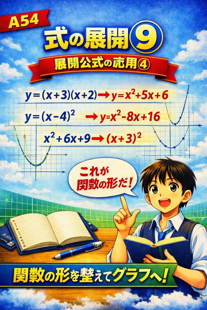 中3数学 A54｜因数分解③：a²−b²（フルカラー図解）