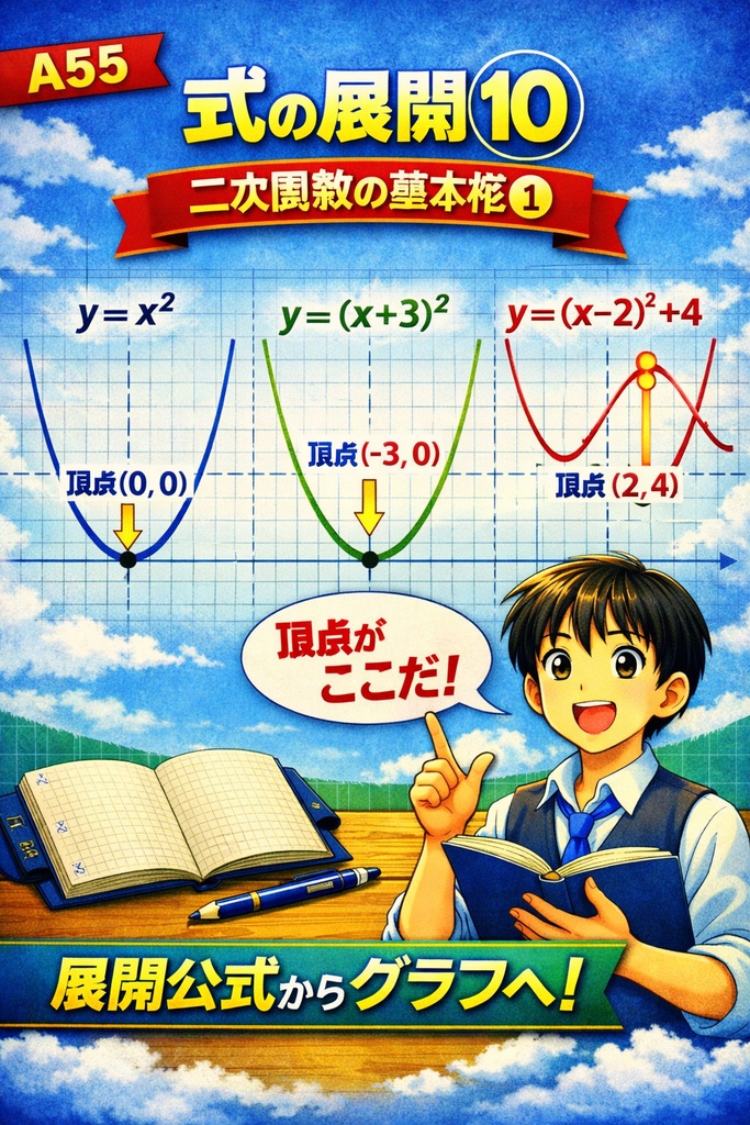 中3数学 A55｜因数分解④：(a+b)²・(a−b)² の応用（フルカラー図解）