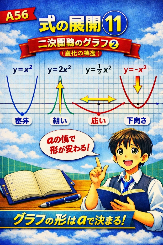 中3数学 A56｜因数分解⑤：たすきがけの基礎（フルカラー図解）