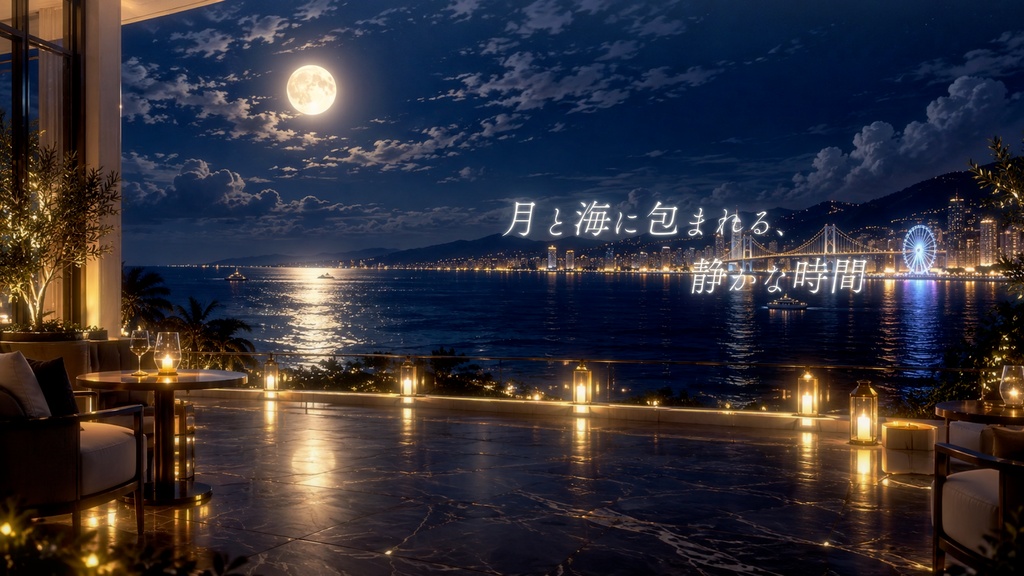 【動く背景】満月の夜景 4景セット|夜景・街あかり【無料】_Moonlit City Nights