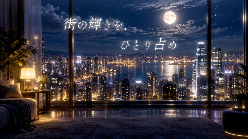 【動く背景】満月の夜景 4景セット|夜景・街あかり【無料】_Moonlit City Nights