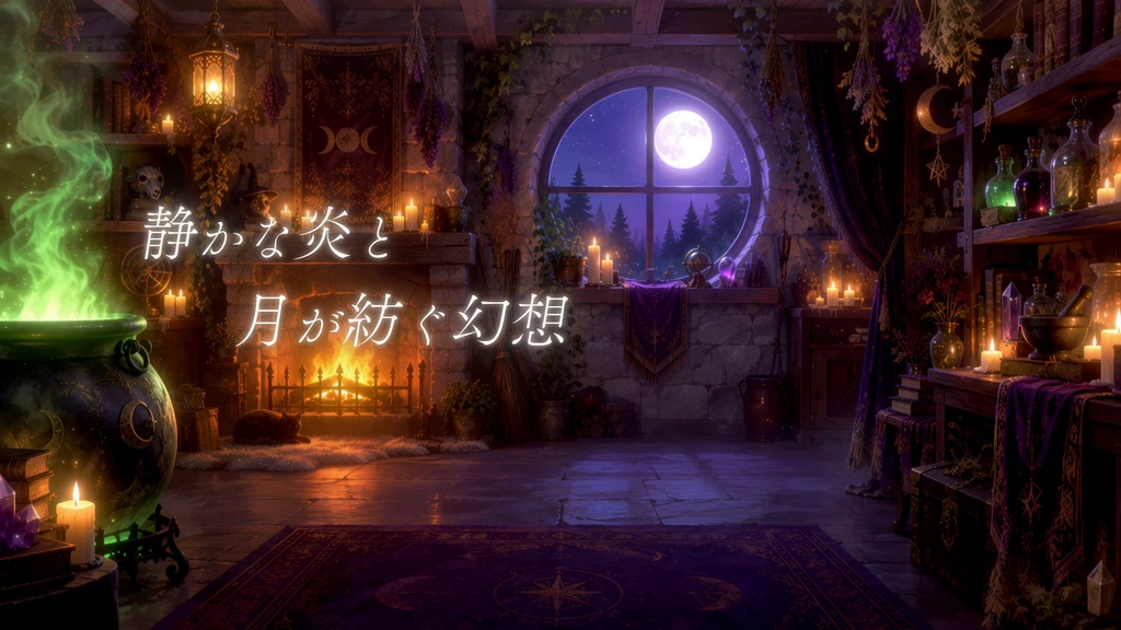 【動く背景】満月の魔女工房|ハロウィン・魔女の部屋_Witch's Moonlit Workshop