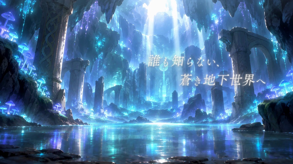 【動く背景】蒼の地底遺跡|幻想の洞窟・光る茸・ファンタジー_The Glowing Deep