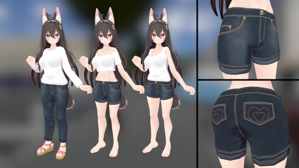 【ここあ用】シャツ&デニムパンツ