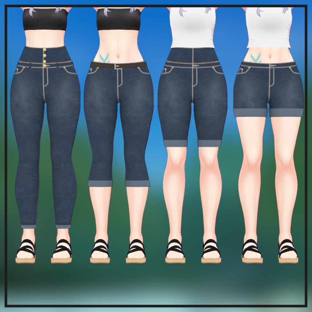 【ShacloPure用衣装】カジュアル服 ノースリーブシャツ デニムパンツ サンダル【シャーロピュア用衣装】