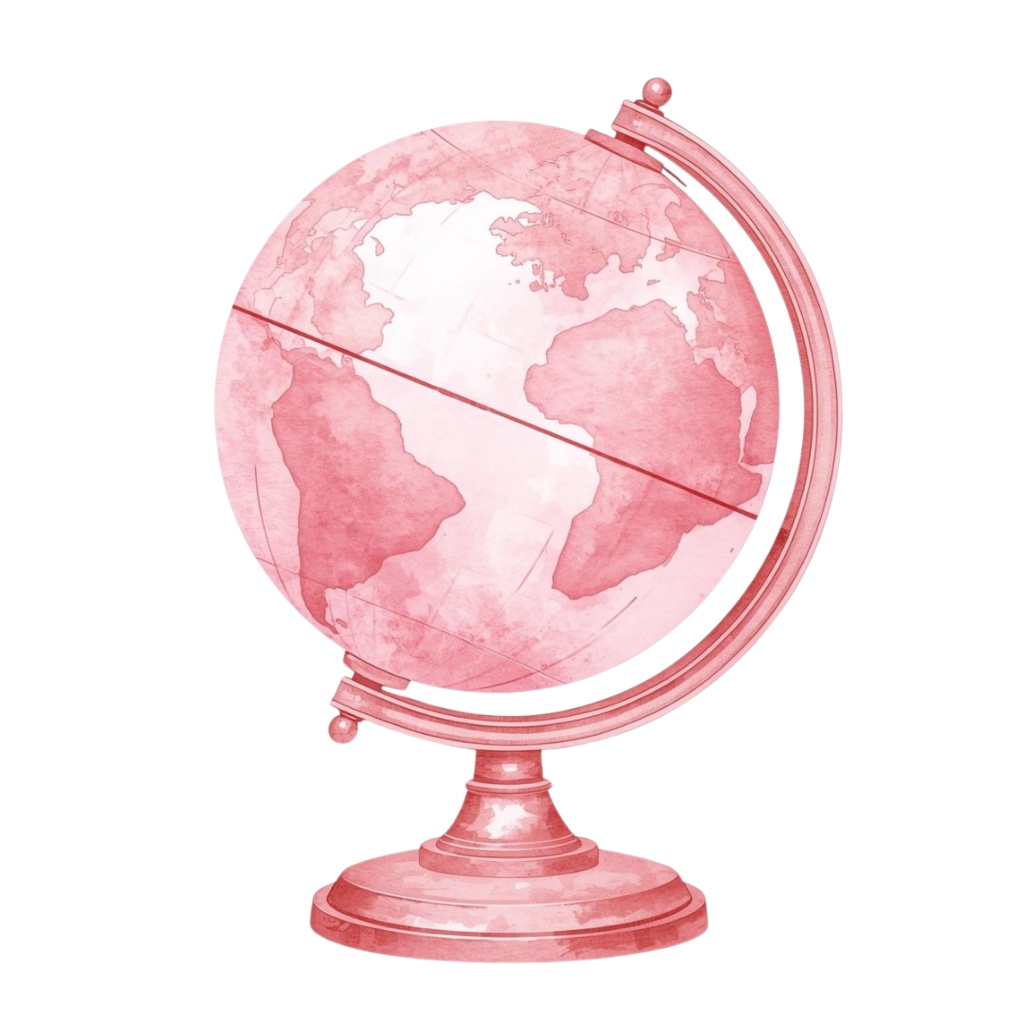 【商用利用可】水彩画風 × ピンク × アンティーク調かわいい旅行クリップアート 40種セット(PNG)