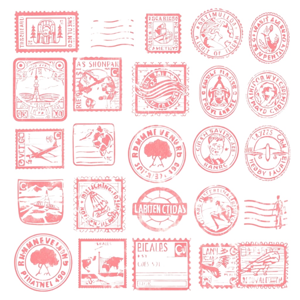 【商用利用可】水彩画風 × ピンク × アンティーク調かわいい旅行クリップアート 40種セット(PNG)
