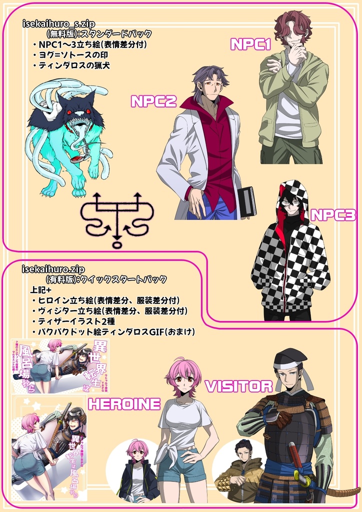 (無料版アリ)CoC『異世界転生は風呂場から』立ち絵集