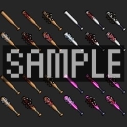 【ドット絵素材】ヤンキーの釘バット（24種オールインワンセット）