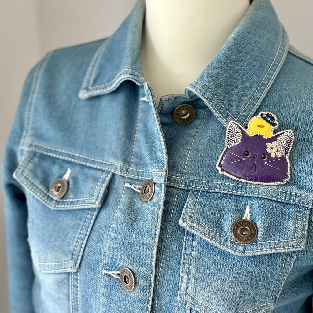 レイシオ猫&アベンチュリンアヒル・レイチュリブローチ
