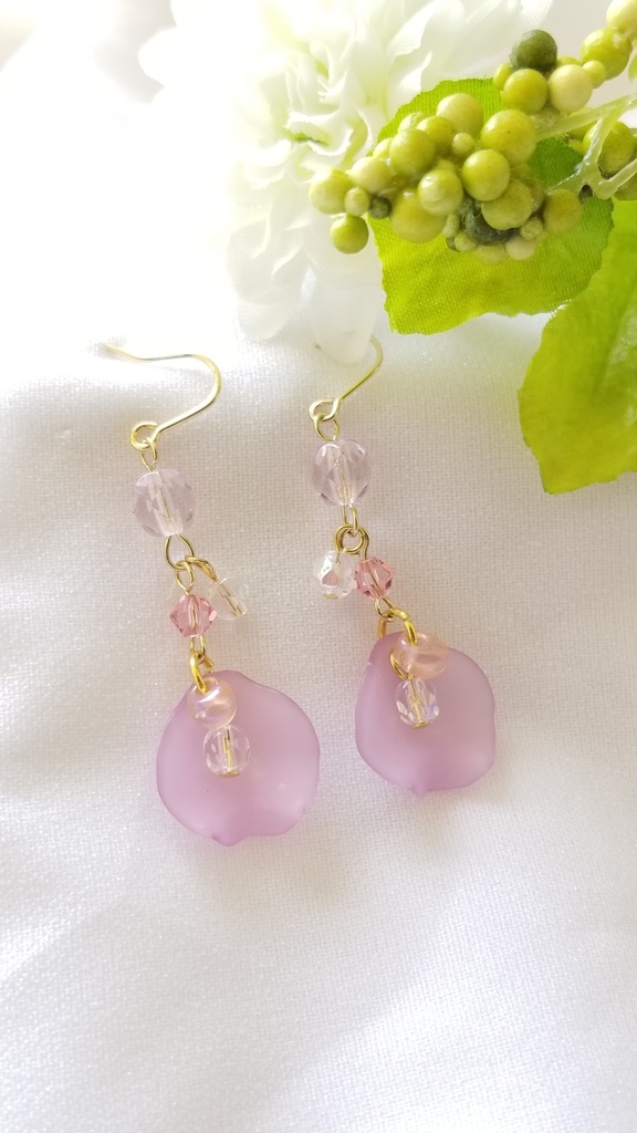 花びらピアス【桃】