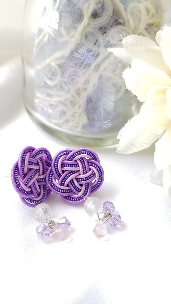 水引ピアス【紫陽花】