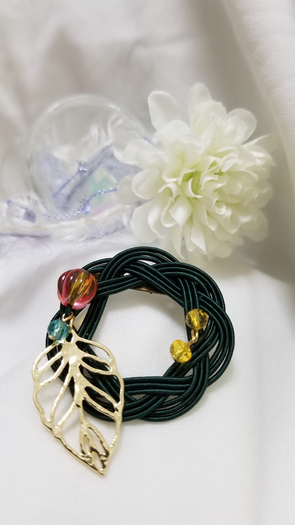 水引リースブローチ【秋の森】