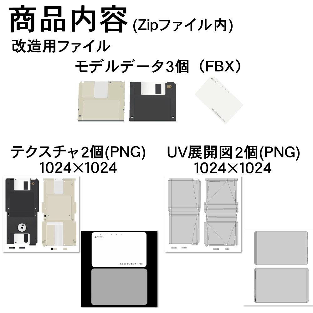 【3Dモデル】磁気ディスク、カードセット