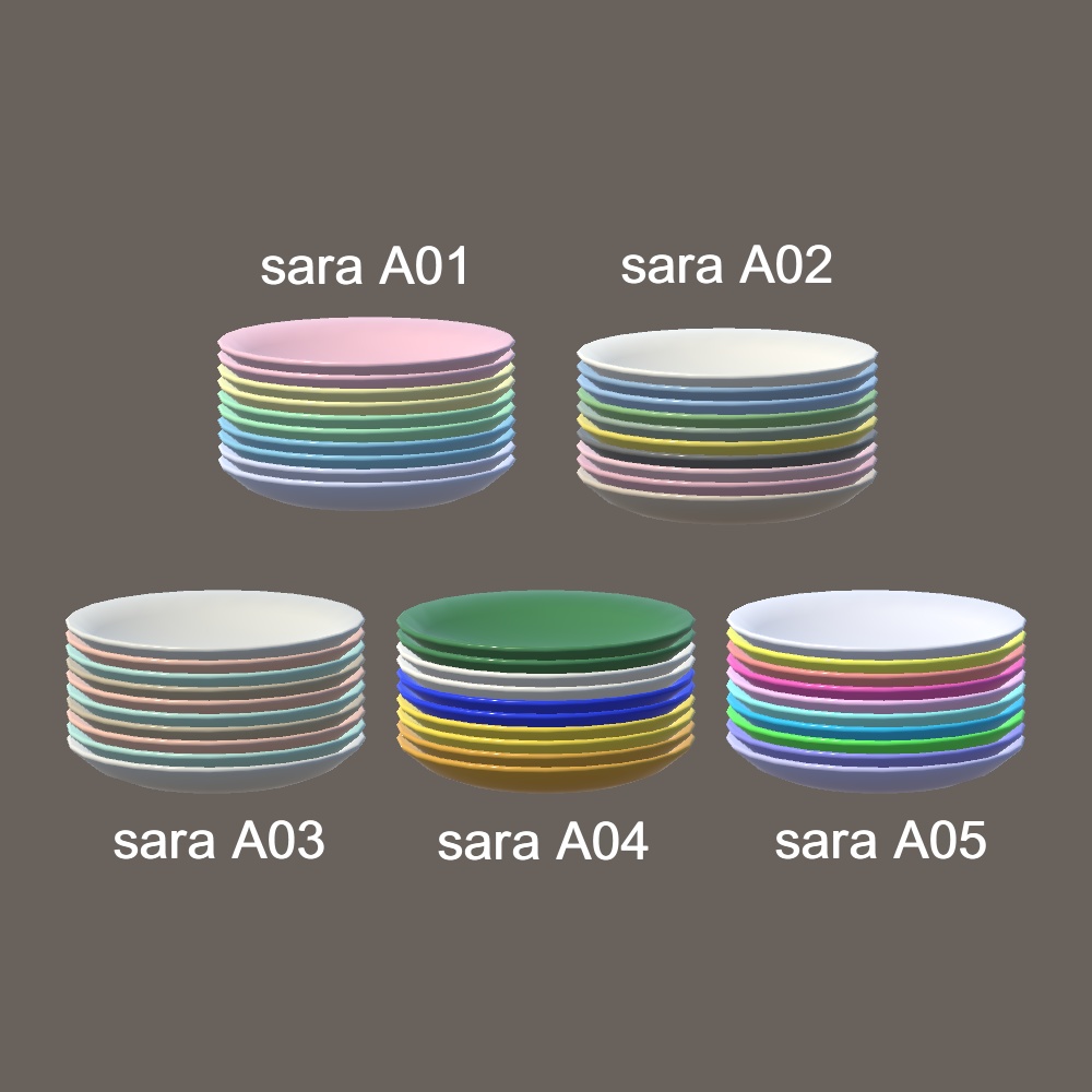 【3Dモデル】重ねた色皿