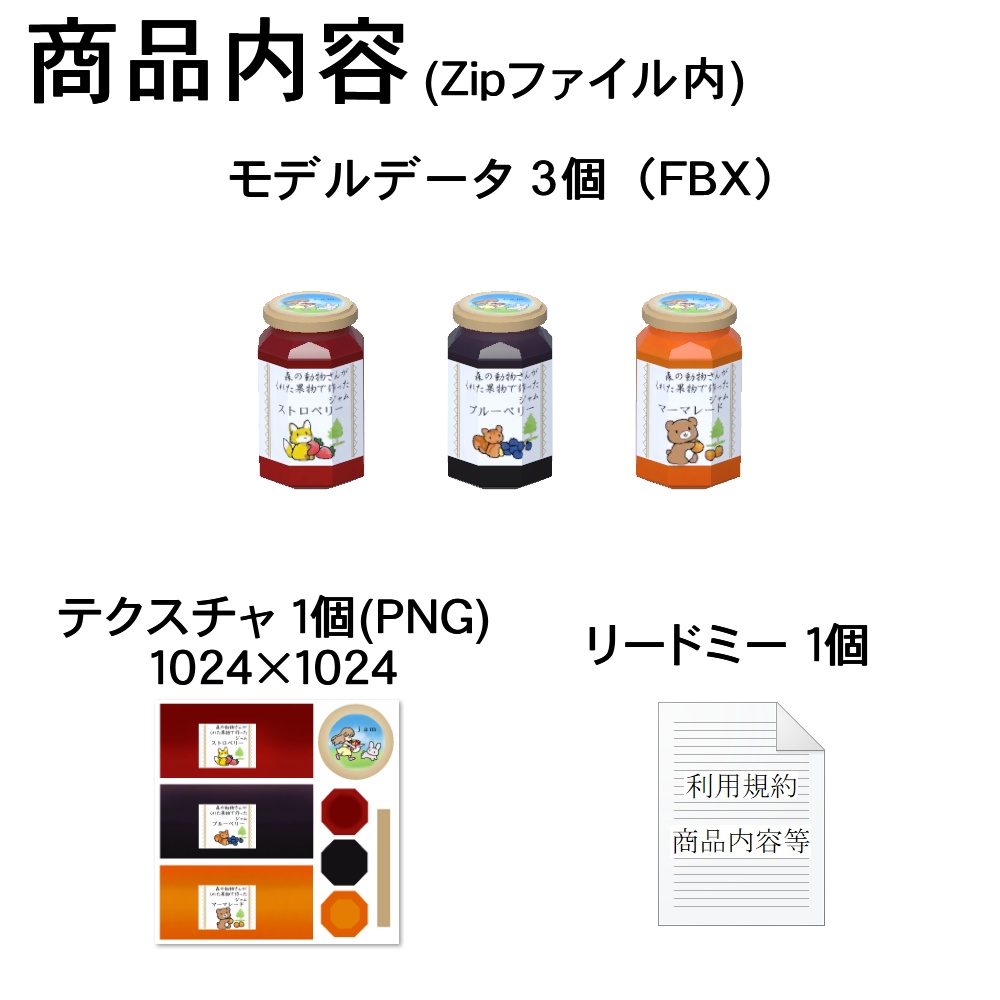 【3Dモデル】3色のジャム