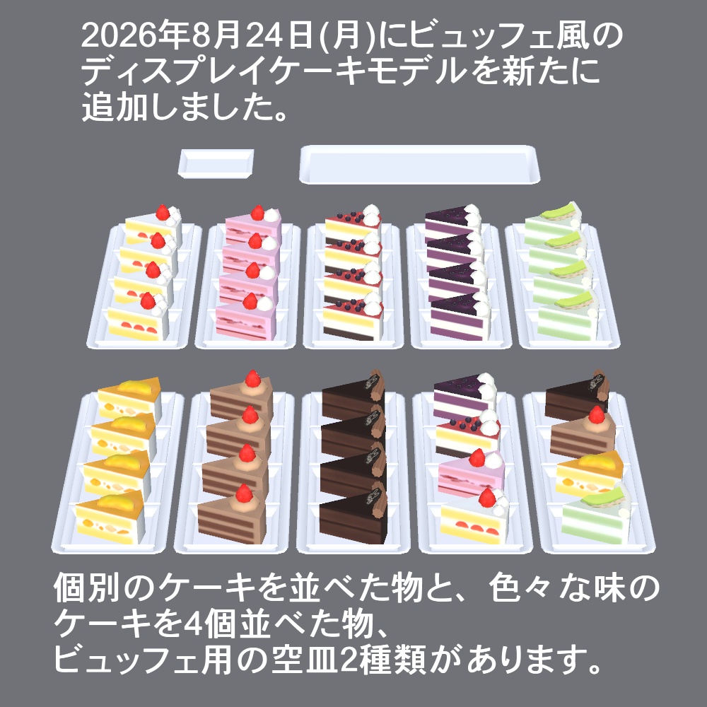 【3Dモデル】ケーキセット(デコレーション付き)