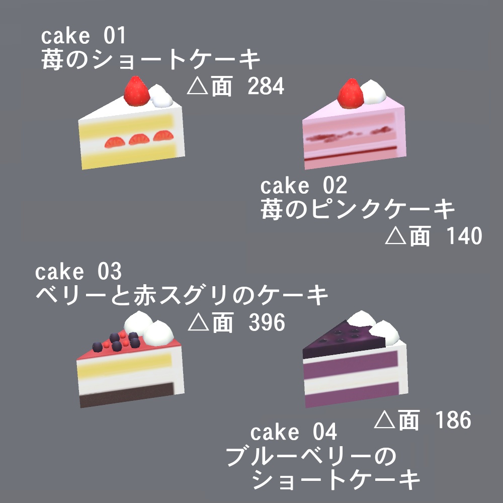 【3Dモデル】ケーキセット(デコレーション付き)