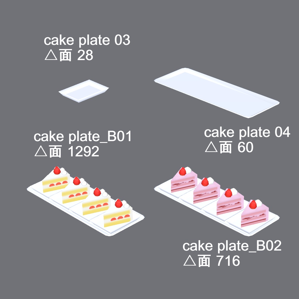 【3Dモデル】ケーキセット(デコレーション付き)