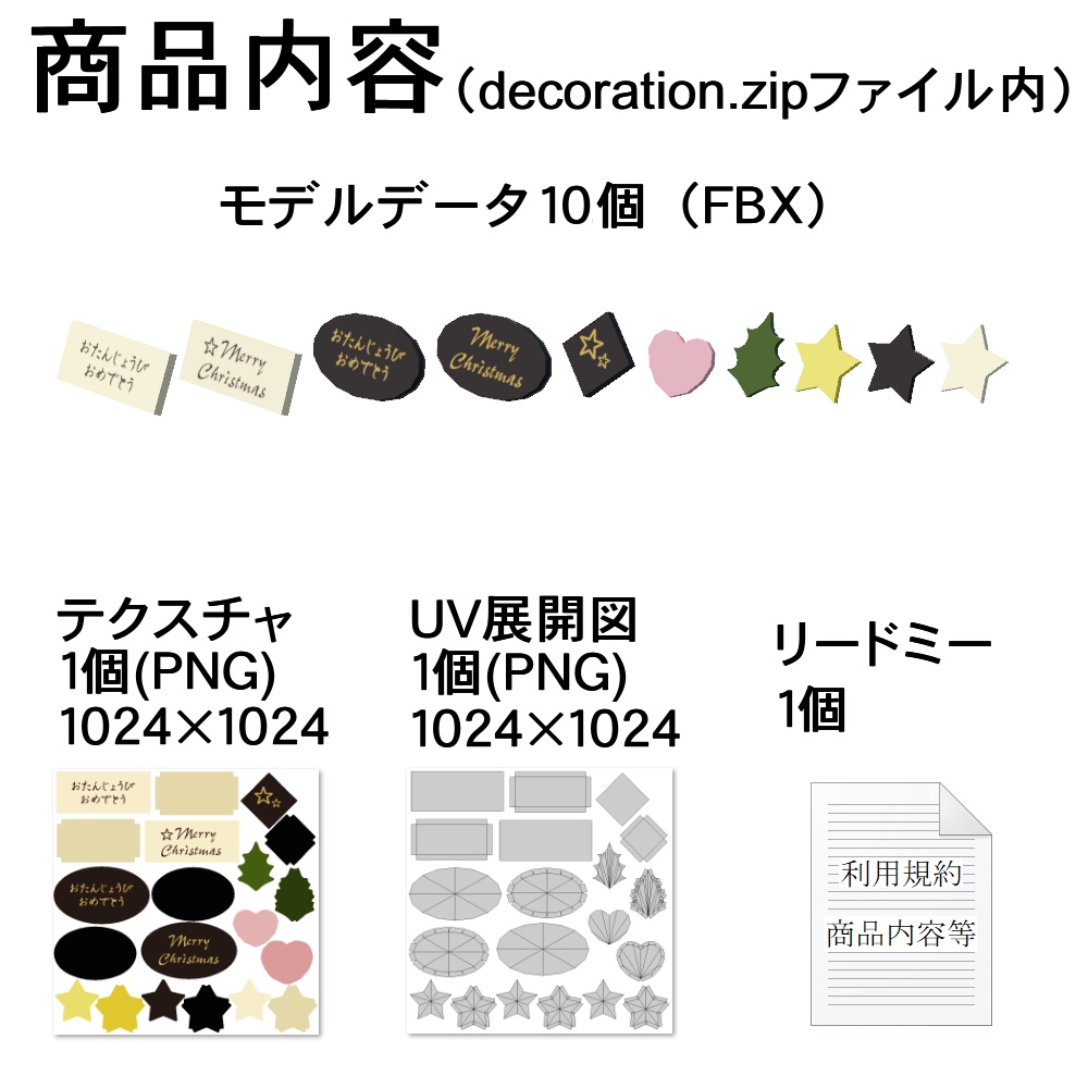 【3Dモデル】ケーキセット(デコレーション付き)